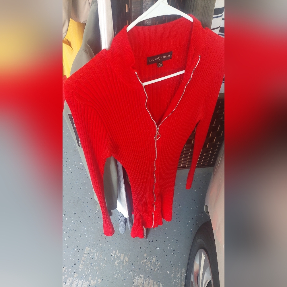 Red Ribbed Sweater Dress